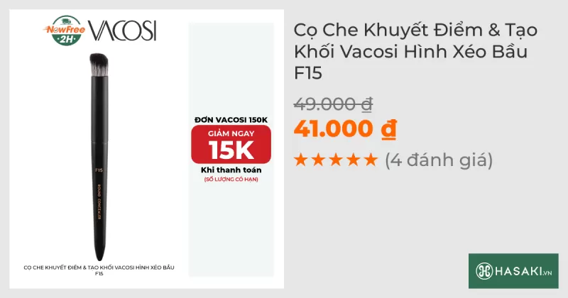 Cọ Che Khuyết Điểm & Tạo Khối Vacosi Hình Xéo Bầu F15