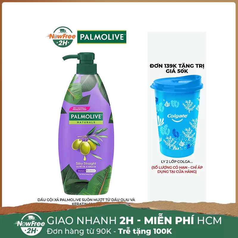 Dầu Gội Xả Palmolive Suôn Mượt Từ Dầu Oliu Và Keratin 600ml