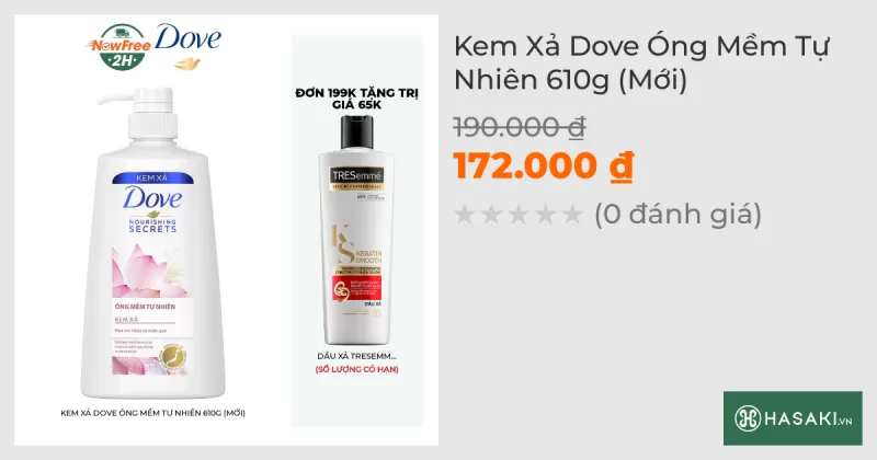 Kem Xả Dove Óng Mềm Tự Nhiên 610g (Mới)