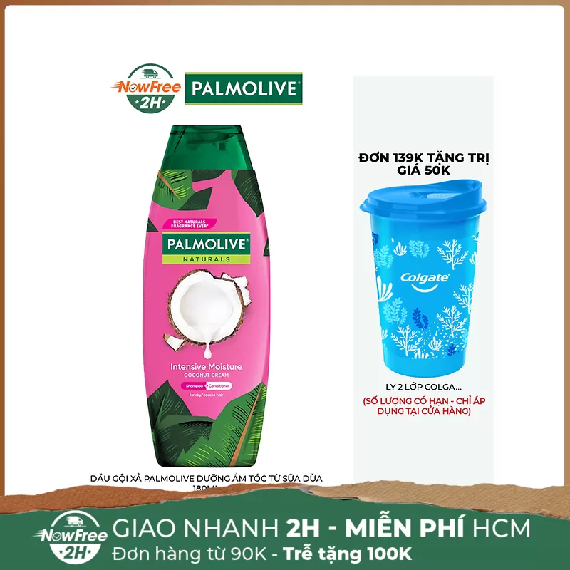 Dầu Gội Xả Palmolive Dưỡng Ẩm Tóc Từ Sữa Dừa 180ml