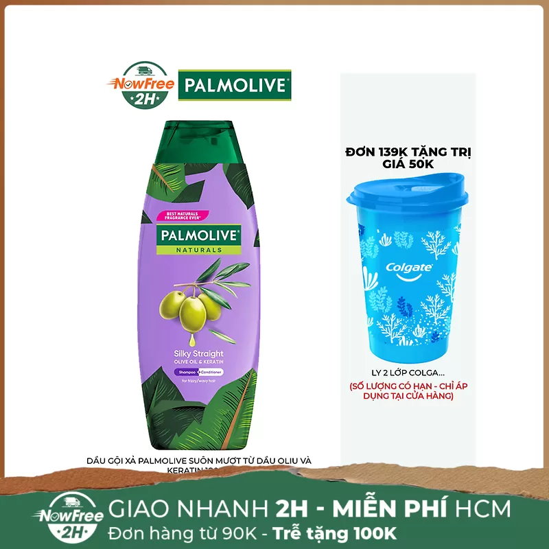 Dầu Gội Xả Palmolive Suôn Mượt Từ Dầu Oliu Và Keratin 180ml