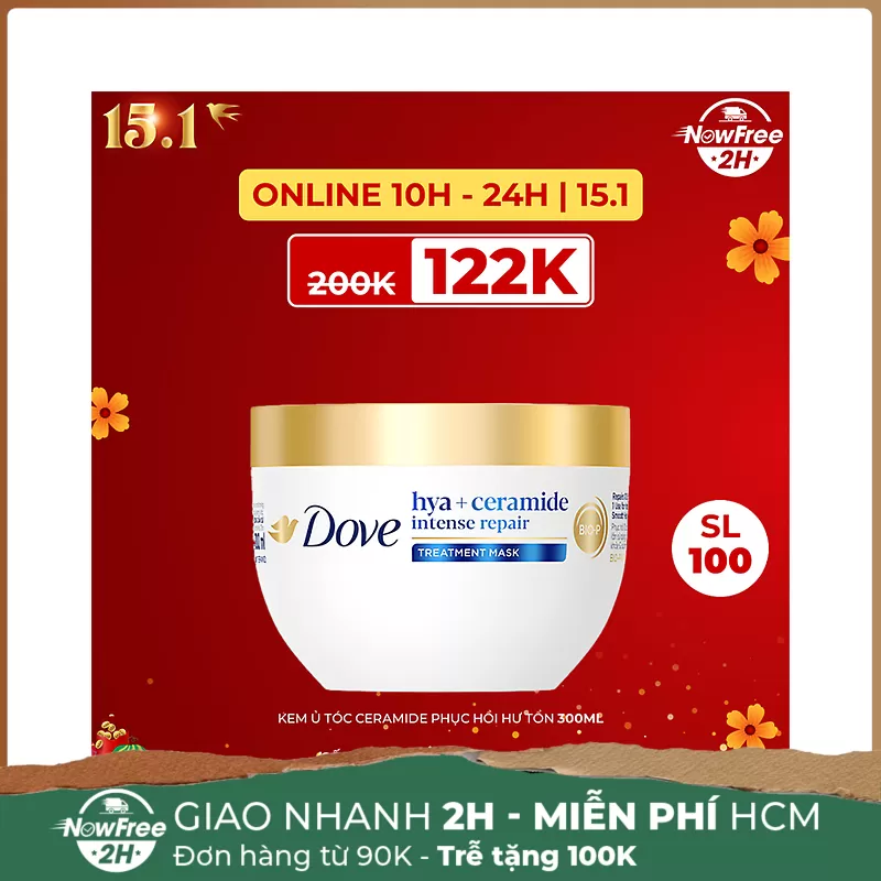 Kem Ủ Tóc Dove Ceramide Phục Hồi Hư Tổn 300ml