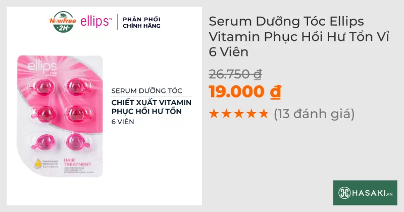 Serum Dưỡng Tóc Ellips Vitamin Phục Hồi Hư Tổn Vỉ 6 Viên