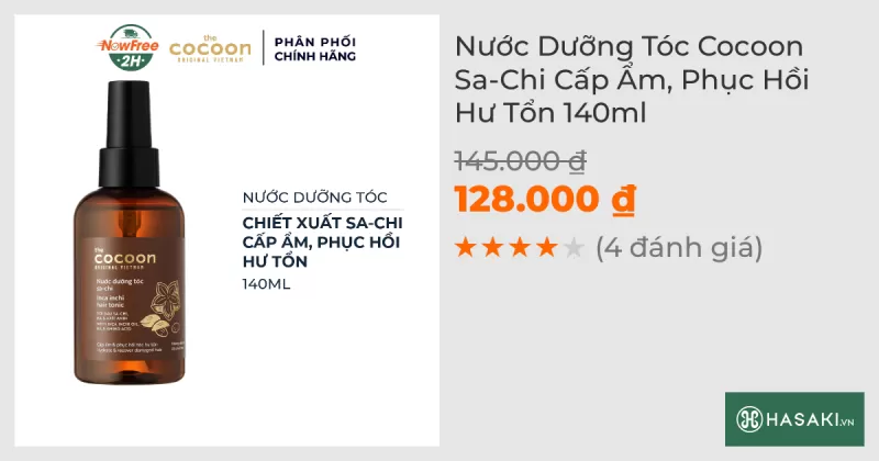 Nước Dưỡng Tóc Cocoon Sa-Chi Cấp Ẩm, Phục Hồi Hư Tổn 140ml