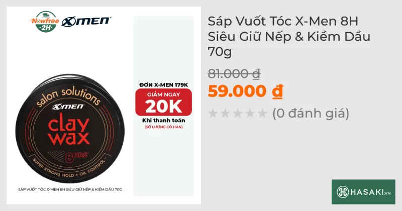 Sáp Vuốt Tóc X-Men 8H Siêu Giữ Nếp & Kiềm Dầu 65g