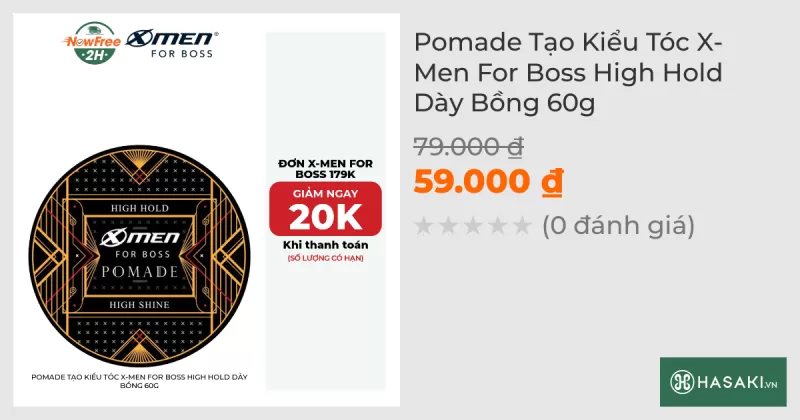 Pomade Tạo Kiểu Tóc X-Men For Boss High Hold Dày Bồng 60g