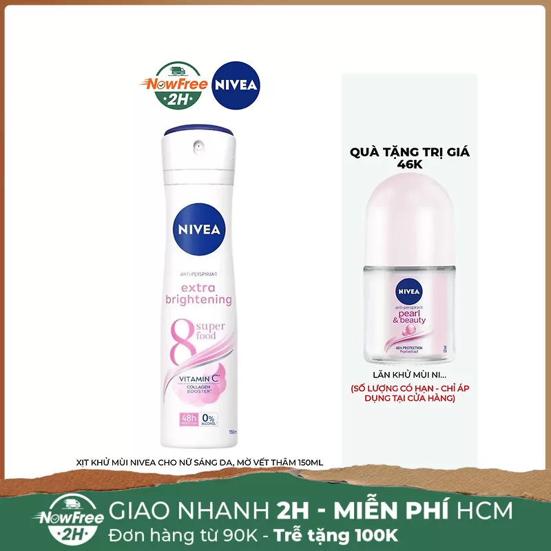 Xịt Khử Mùi Nivea Cho Nữ Sáng Da, Mờ Vết Thâm 150ml