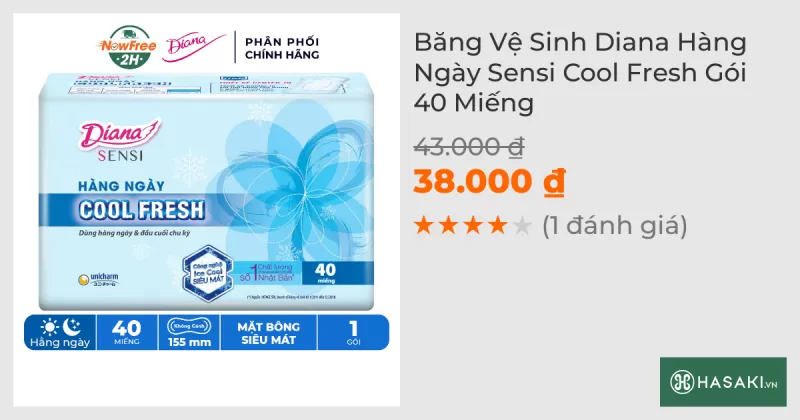 Băng Vệ Sinh Diana Hàng Ngày Cool Fresh 40 Miếng/Gói