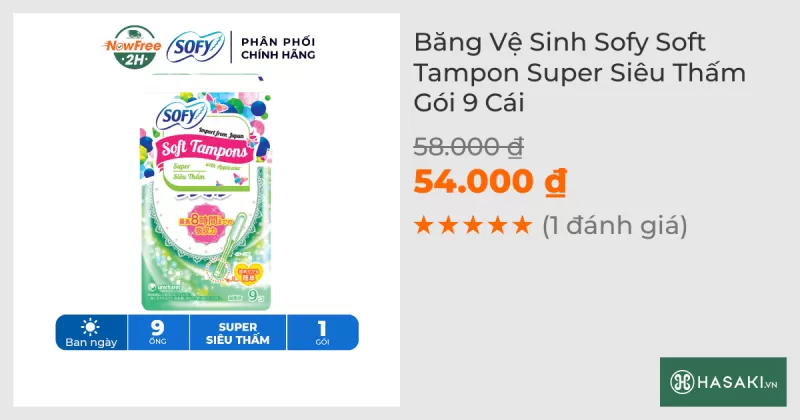 Băng Vệ Sinh Sofy Soft Tampon Super Siêu Thấm Gói 9 Cái