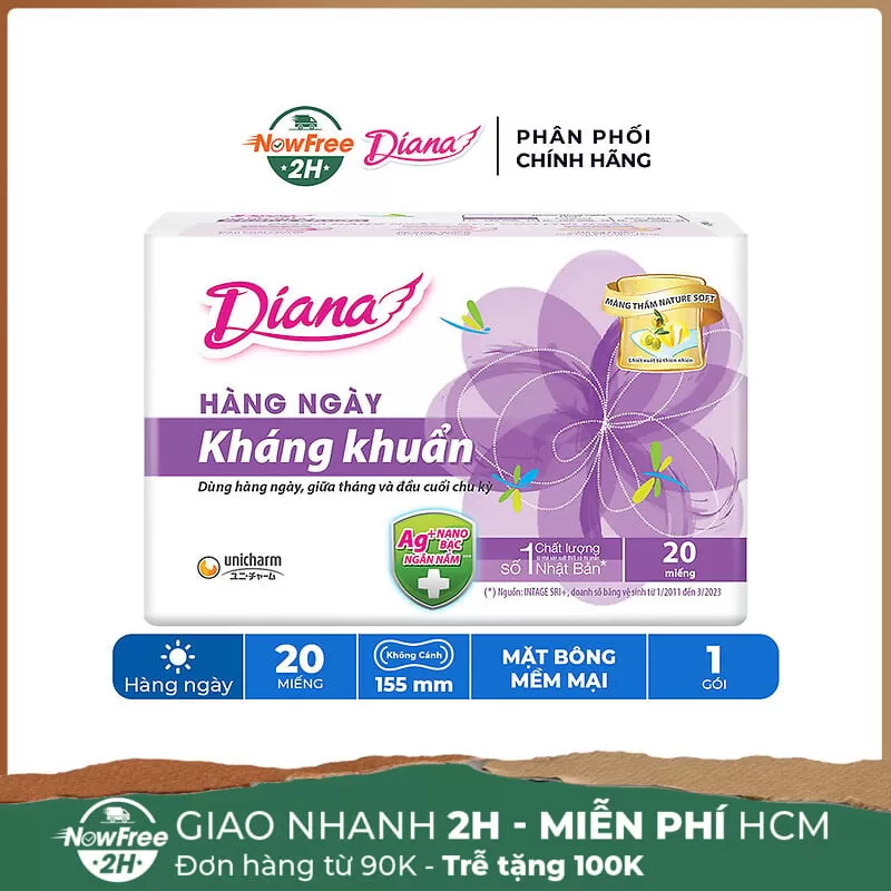 Băng Vệ Sinh Diana Hàng Ngày Kháng Khuẩn 20 Miếng/Gói