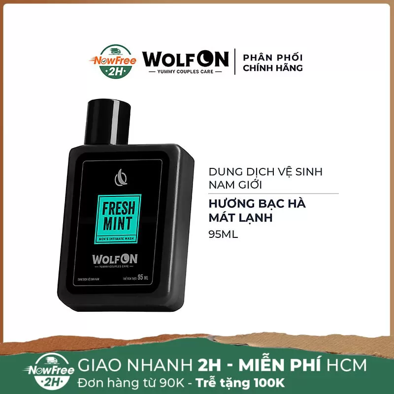 Dung Dịch Vệ Sinh Nam Giới Wolf On Hương Bạc Hà 95ml