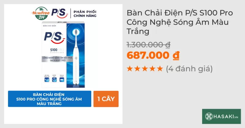 Bàn Chải Điện P/S S100 Pro Sạch Mảng Bám Tới 10X Màu Trắng