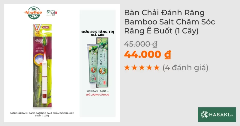 Bàn Chải Đánh Răng Bamboo Salt Chăm Sóc Răng Ê Buốt (1 Cây)