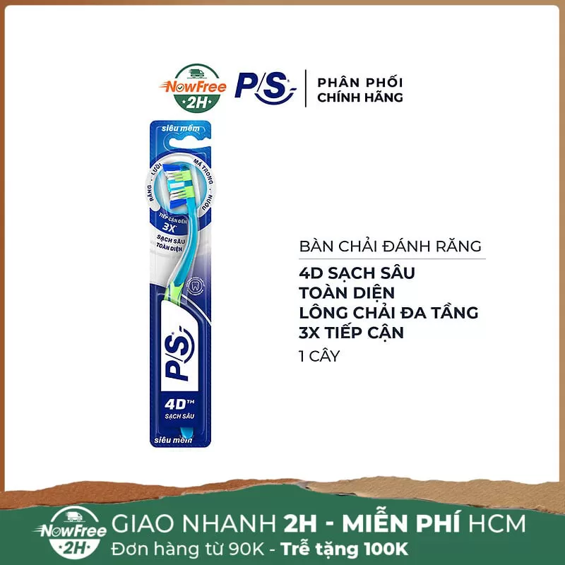 Bàn Chải Đánh Răng P/S 4D Sạch Sâu Toàn Diện (1 Cây)