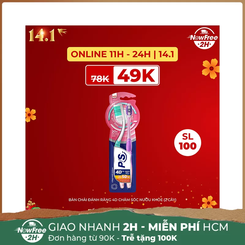 Bàn Chải Đánh Răng P/S 4D Chăm Sóc Nướu Khỏe (2 Cây)