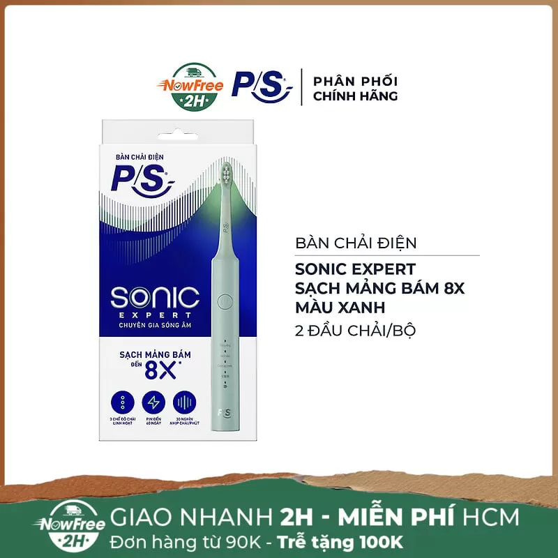 Bàn Chải Điện P/S Sonic Expert Sạch Mảng Bám Tới 8X Màu Xanh