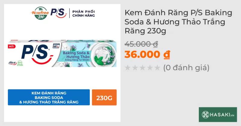 Kem Đánh Răng P/S Trắng Răng Baking Soda Hương Thảo 230g