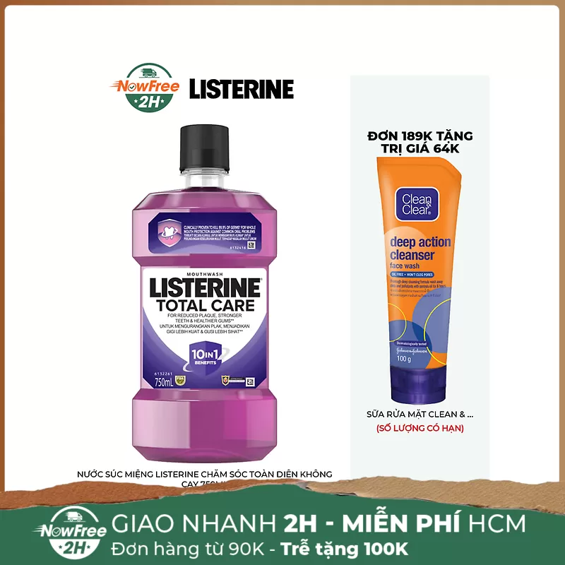 Nước Súc Miệng Listerine Chăm Sóc Toàn Diện Không Cay 750ml