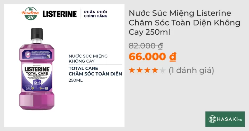 Nước Súc Miệng Listerine Chăm Sóc Toàn Diện Không Cay 250ml