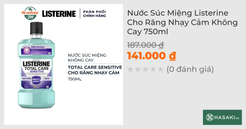 Nước Súc Miệng Listerine Cho Răng Nhạy Cảm Không Cay 750ml