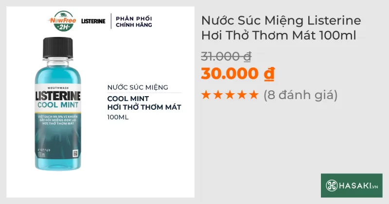 Nước Súc Miệng Listerine Hơi Thở Thơm Mát 100ml