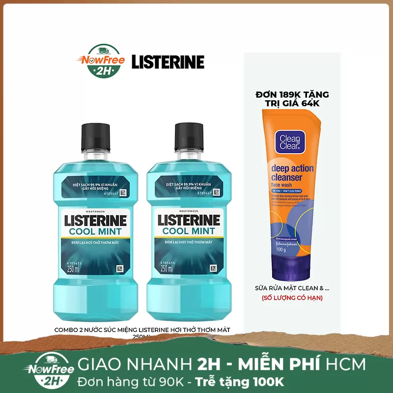 Combo 2 Nước Súc Miệng Listerine Hơi Thở Thơm Mát 250ml