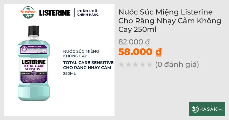 Nước Súc Miệng Listerine Cho Răng Nhạy Cảm Không Cay 250ml