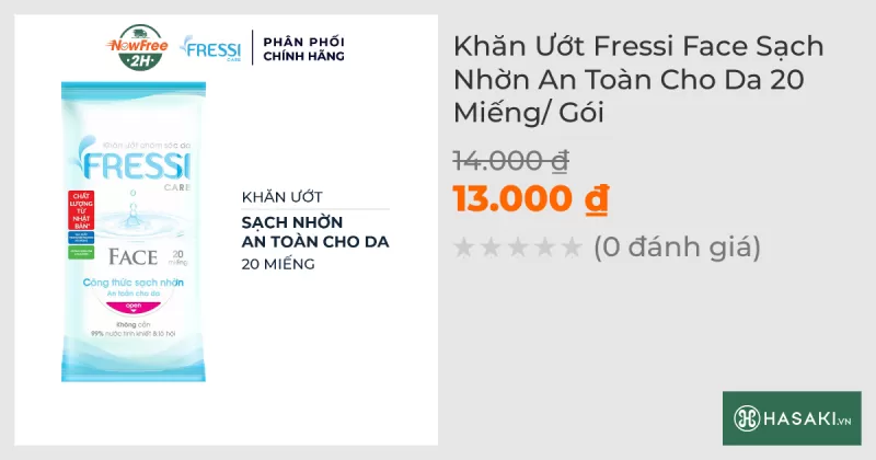 Khăn Ướt Fressi Face Sạch Nhờn An Toàn Cho Da 20 Miếng/ Gói