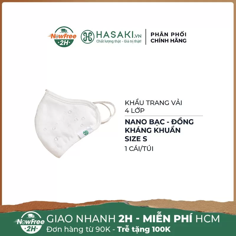 Khẩu Trang Vải Hasaki 4 Lớp Nano Bạc - Đồng Kháng Khuẩn Size S 1 Cái