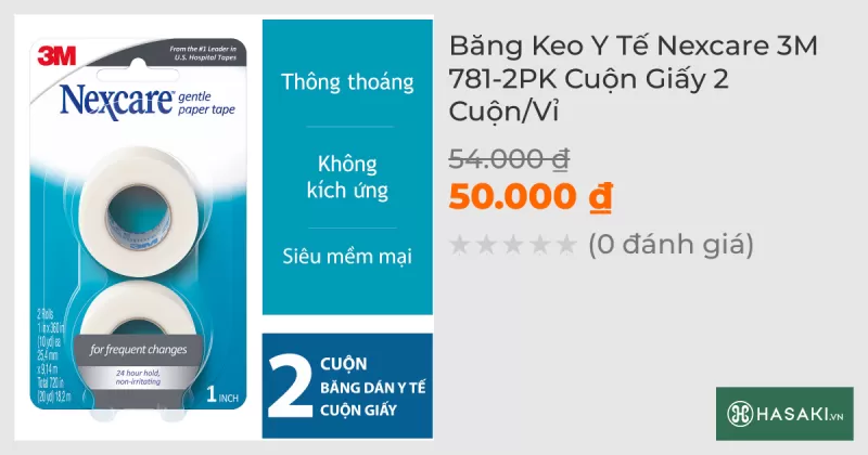 Băng Keo Y Tế Nexcare 3M 781-2PK Cuộn Giấy 2 Cuộn/Vỉ