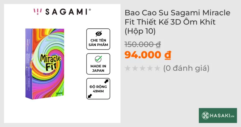 Bao Cao Su Sagami Miracle Fit Thiết Kế 3D Ôm Khít (Hộp 10)