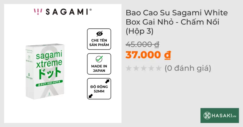 Bao Cao Su Sagami White Box Gai Nhỏ - Chấm Nổi (Hộp 3)