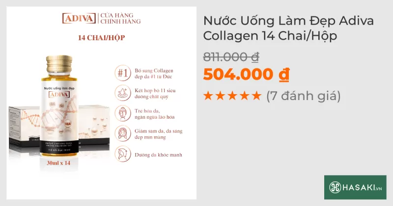 Nước Uống Làm Đẹp Adiva Collagen 14 Chai/Hộp