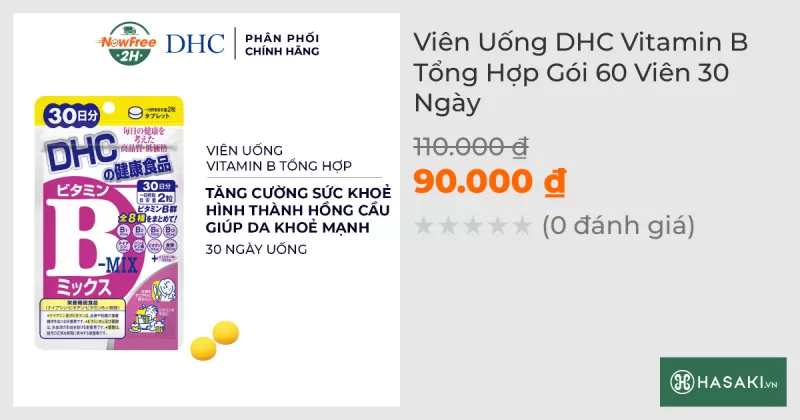 Thực Phẩm Bảo Vệ Sức Khỏe DHC Dạng Viên Uống Vitamin B Tổng Hợp 30 Ngày