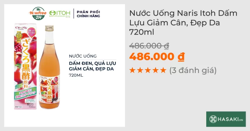 Nước Uống Naris Itoh Dấm Lựu Giảm Cân, Đẹp Da 720ml