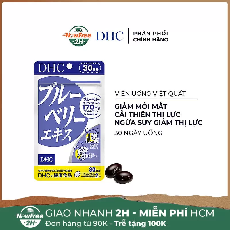 Thực Phẩm Bảo Vệ Sức Khỏe DHC Dạng Viên Uống Việt Quất Bổ Mắt 30 Ngày