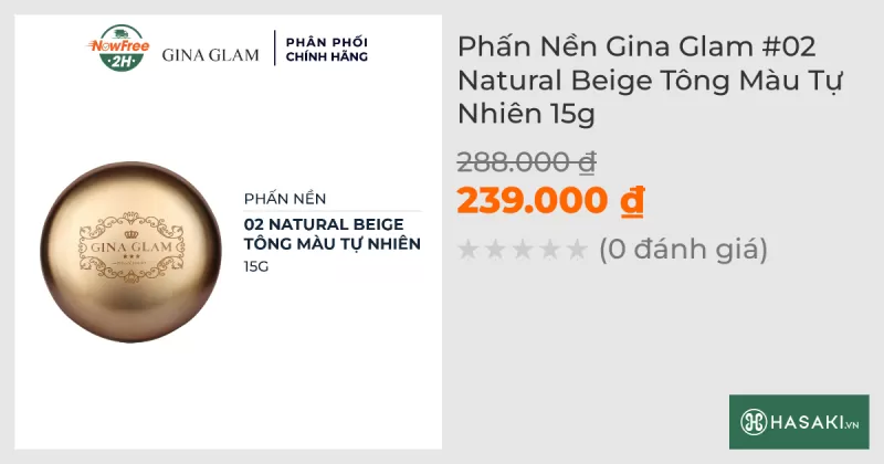 Phấn Nền Gina Glam #02 Natural Beige Tông Màu Tự Nhiên 15g