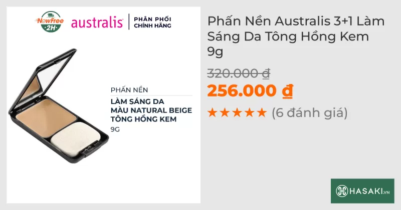 Phấn Nền Australis 3+1 Làm Sáng Da Tông Hồng Kem 9g