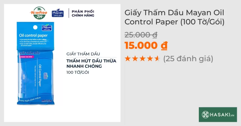 Giấy Thấm Dầu Mayan Oil Control Paper (100 Tờ/Gói)