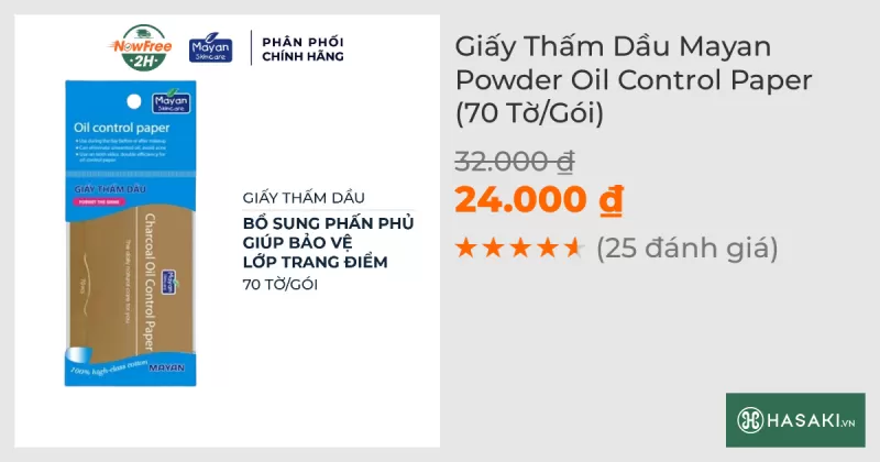 Giấy Thấm Dầu Mayan Powder Oil Control Paper (70 Tờ/Gói)