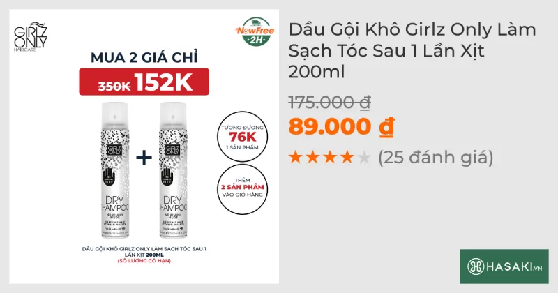 Dầu Gội Khô Girlz Only Làm Sạch Tóc Sau 1 Lần Xịt 200ml