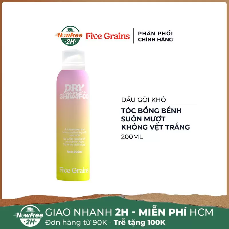 Dầu Gội Khô Five Grains Giúp Tóc Bồng Bềnh Tự Nhiên 200ml