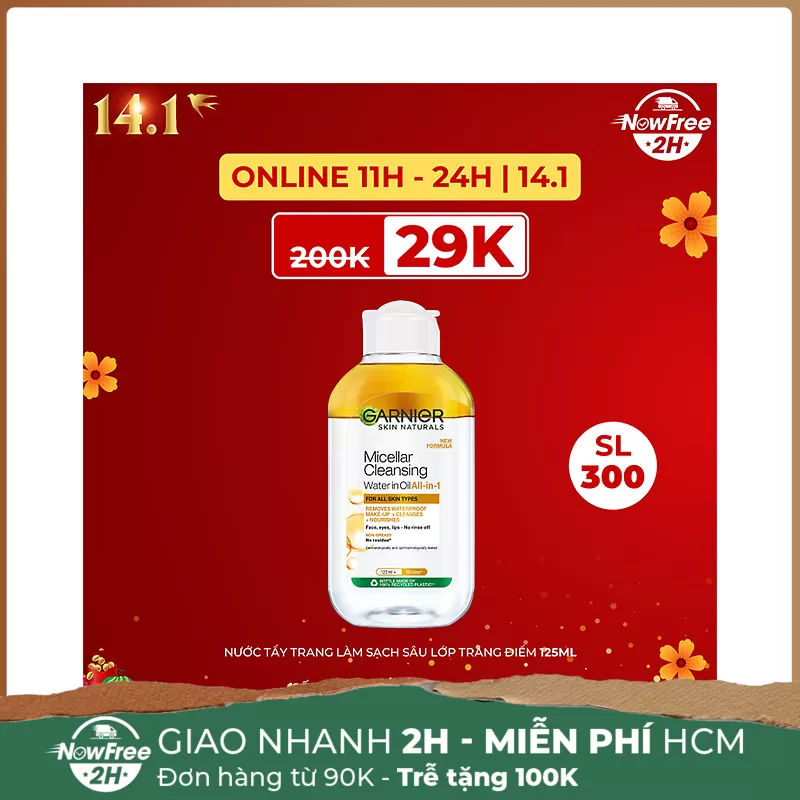 [Mini] Nước Tẩy Trang Garnier Làm Sạch Sâu Lớp Trang Điểm 125ml