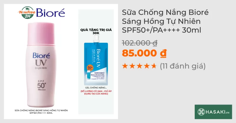 Sữa Chống Nắng Bioré Sáng Hồng Tự Nhiên SPF50+/PA++++ 30ml