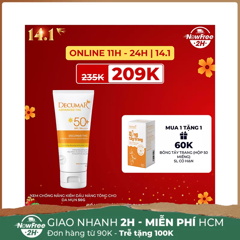 Kem Chống Nắng Decumar Kiềm Dầu Nâng Tông Cho Da Mụn 50g