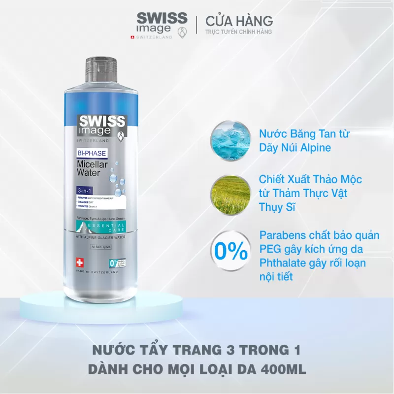 Nước Tẩy Trang Swiss Image 3 Trong 1 Sạch Sâu 400ml