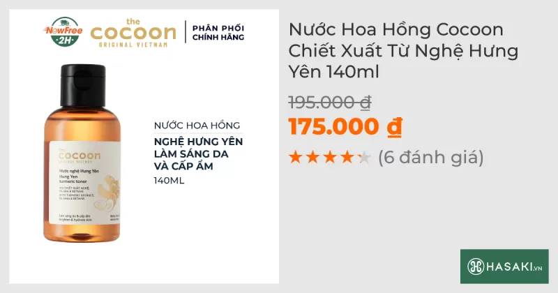 Nước Cân Bằng Cocoon Chiết Xuất Từ Nghệ Hưng Yên 140ml