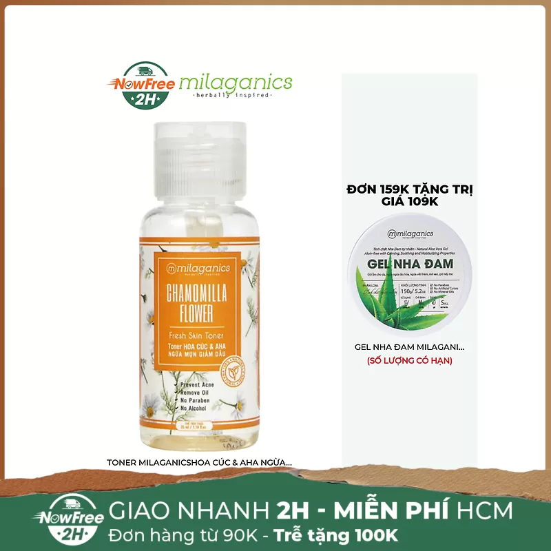 [Mini] Toner Milaganics Hoa Cúc & AHA Ngừa Mụn, Giảm Dầu 35ml