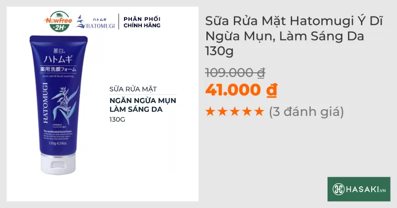 Sữa Rửa Mặt Hatomugi Ý Dĩ Hỗ Trợ Ngừa Mụn, Sáng Da 130g