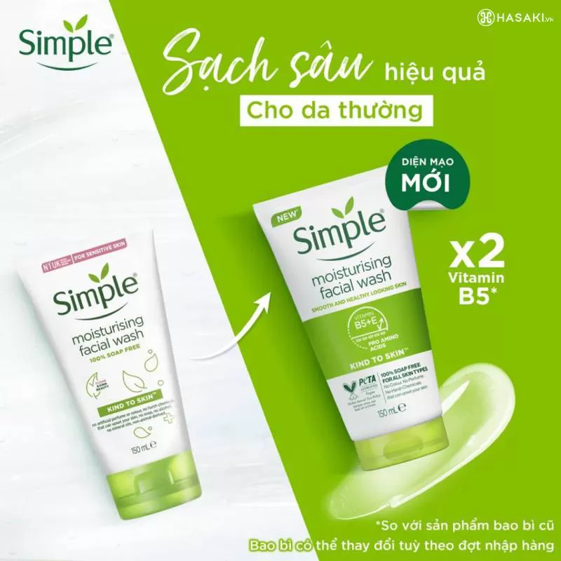 Sữa Rửa Mặt Simple Dưỡng Ẩm Cho Da Khỏe Và Mịn Màng 150ml